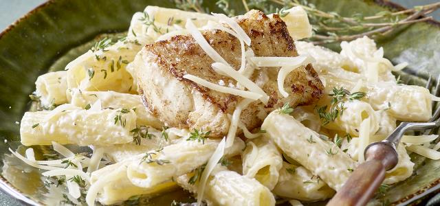 Pan Fried Fish with Pasta